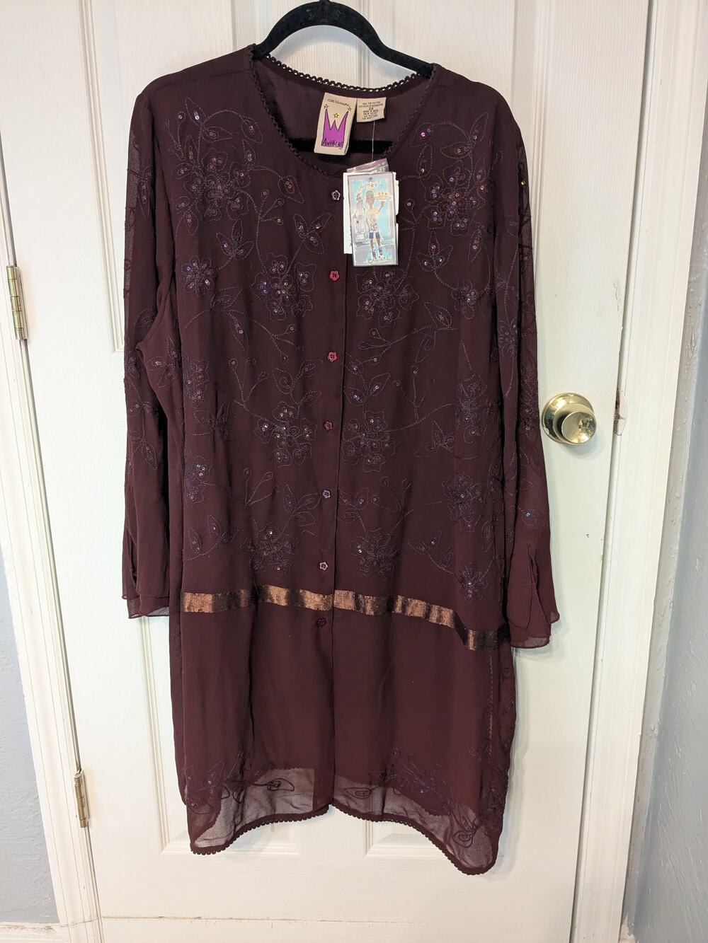 NEW Burgundy Wine Original Antthony Midi Length Duster Jacket Topper 2X Buttons
